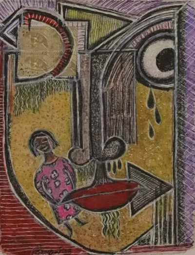 Asifa unto nothingness Artwork by Indian contemporary artist K P Thomas, showcasing Asifa unto nothingness, reflecting modern themes and unique artistic expression.