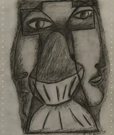 Nun in anguish Artwork by Indian contemporary artist K P Thomas, showcasing Nun in anguish, reflecting modern themes and unique artistic expression.