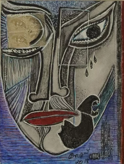 Nun in prayer Artwork by Indian contemporary artist K P Thomas, showcasing Nun in prayer, reflecting modern themes and unique artistic expression.