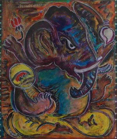 Viswaroop Artwork by Indian contemporary artist K P Thomas, showcasing Viswaroop, reflecting modern themes and unique artistic expression.