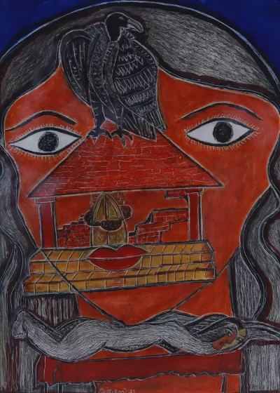 Nuptial offering Artwork by Indian contemporary artist K P Thomas, showcasing Nuptial offering, reflecting modern themes and unique artistic expression.