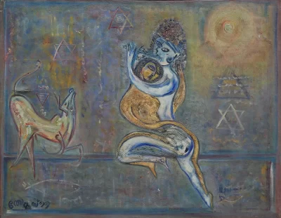 Rasaleela Artwork by Indian contemporary artist K P Thomas, showcasing Rasaleela, reflecting modern themes and unique artistic expression.