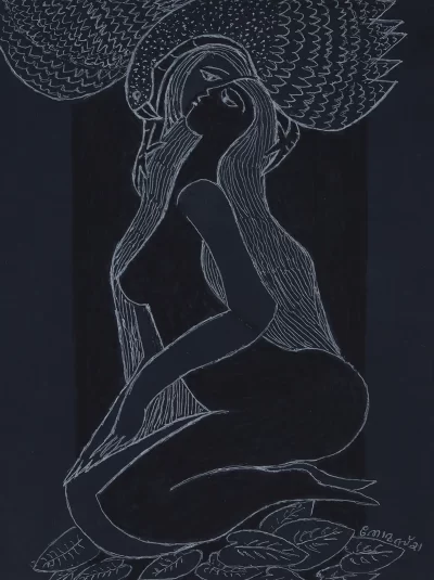 Solitude Artwork by Indian contemporary artist K P Thomas, showcasing Solitude, reflecting modern themes and unique artistic expression.