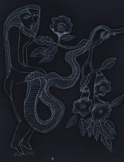 Solitude Artwork by Indian contemporary artist K P Thomas, showcasing Solitude, reflecting modern themes and unique artistic expression.