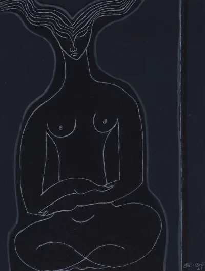 Solitude Artwork by Indian contemporary artist K P Thomas, showcasing Solitude, reflecting modern themes and unique artistic expression.