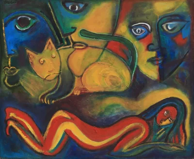 Surveillance Artwork by Indian contemporary artist K P Thomas, showcasing Surveillance, reflecting modern themes and unique artistic expression.