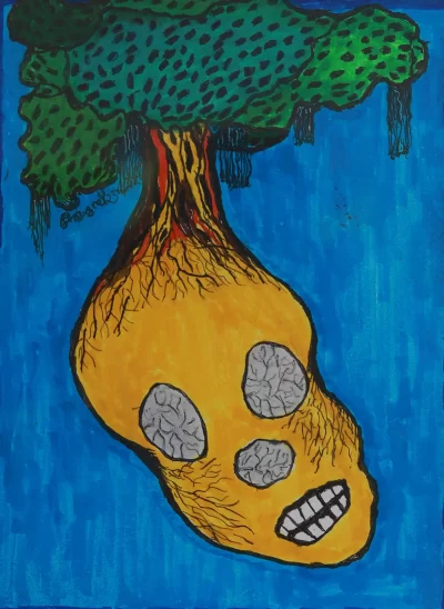 Survival of the fittest Artwork by Indian contemporary artist K P Thomas, showcasing Survival of the fittest, reflecting modern themes and unique artistic expression.