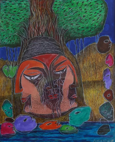 Survival of the fittest Artwork by Indian contemporary artist K P Thomas, showcasing Survival of the fittest, reflecting modern themes and unique artistic expression.