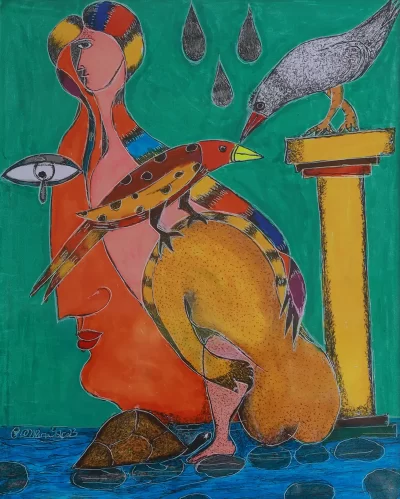 The Trial Artwork by Indian contemporary artist K P Thomas, showcasing The Trial, reflecting modern themes and unique artistic expression.